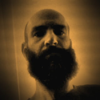 Mike Amedeo, photographed by the PocketBrain device he built